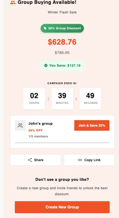 Step 2: Customers joining groups and sharing deals through various social media and messaging platforms